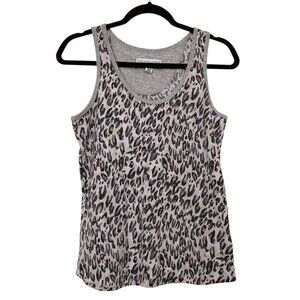 Live Love Lounge Gray Leopard Print Sleeveless Tank Top M